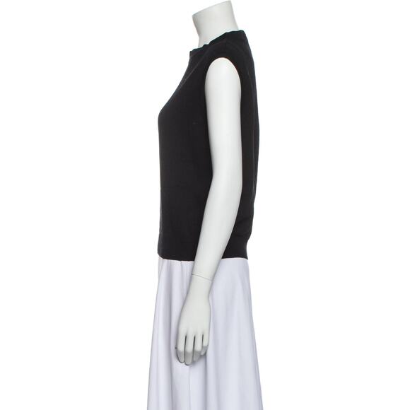 St. John Black Label Mock Neck Sleeveless Sweater Heavy Knit Top Santana Medium - Picture 2 of 5